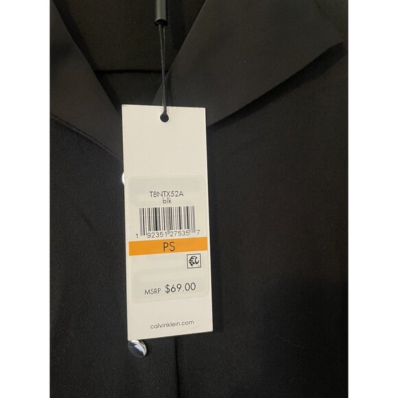 NEW Calvin Klein Petite Small Black Silver Button Down Long Sleeve Blouse Office - Picture 7 of 14